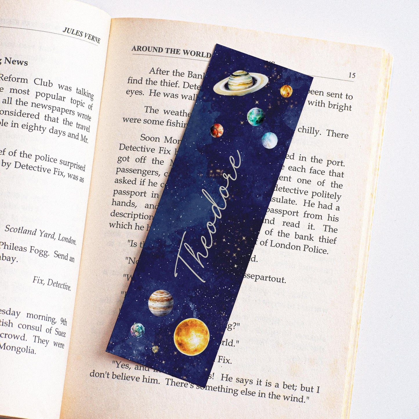 Personalised Space Bookmark for Children, With Blue Tassel