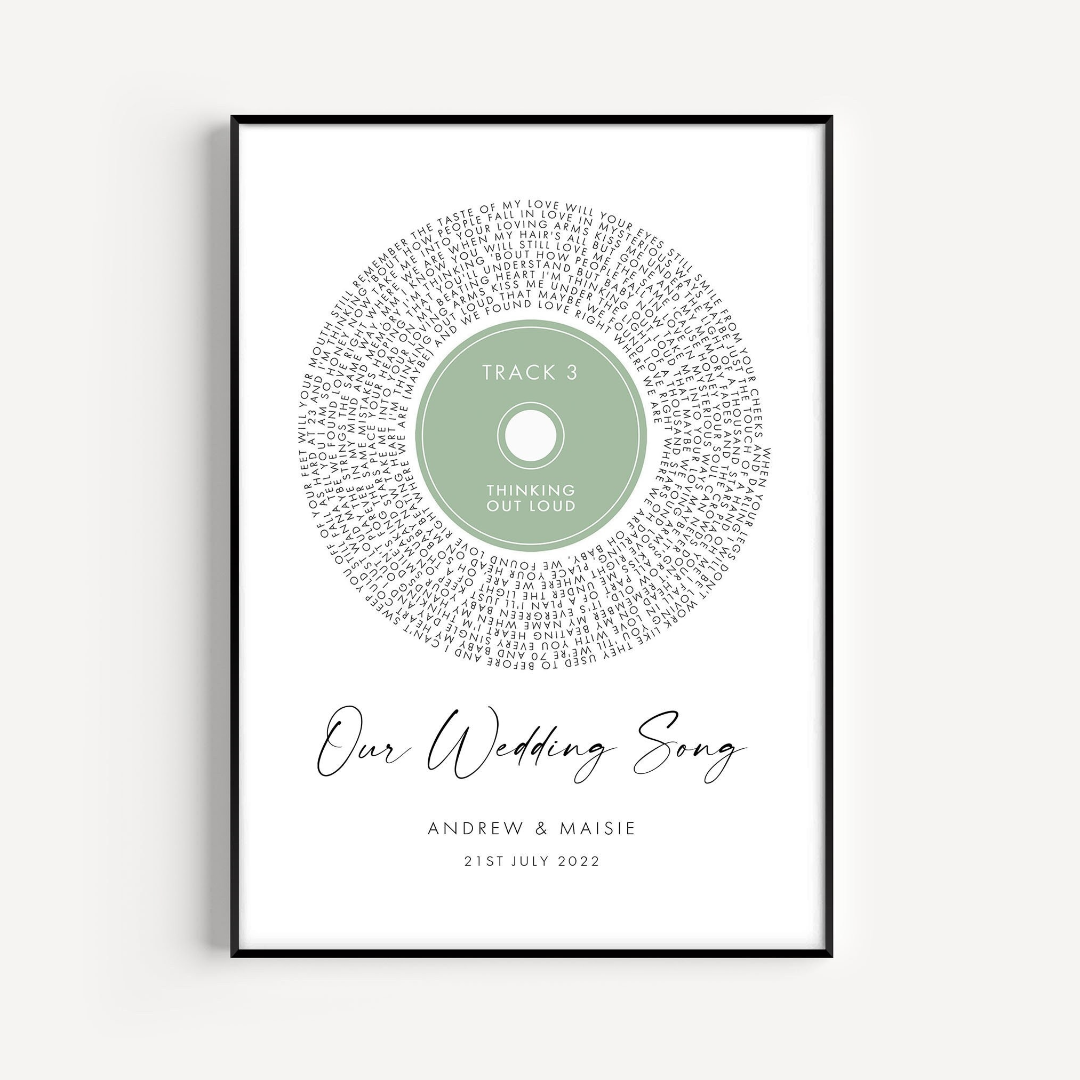 personalized first dance our wedding song lyrics wall art unframed matte white smooth paperstock