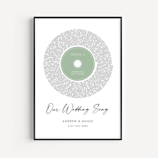 personalized first dance our wedding song lyrics wall art unframed matte white smooth paperstock