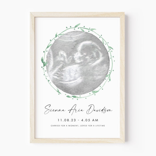 personalised watercolour baby ultrasound print unframed matte white smooth paperstock