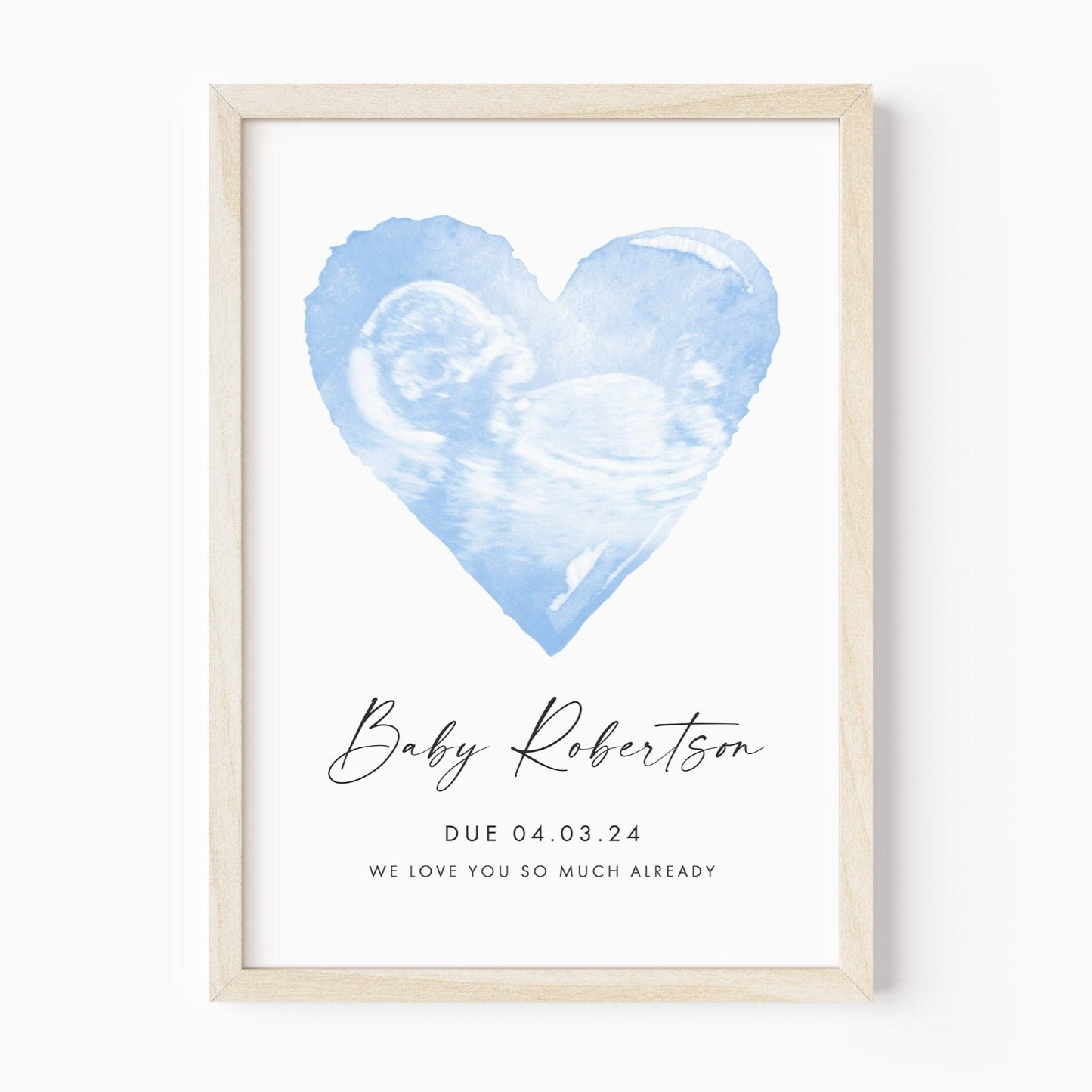heart shaped custom baby ultrasound print unframed smooth matte white paperstock