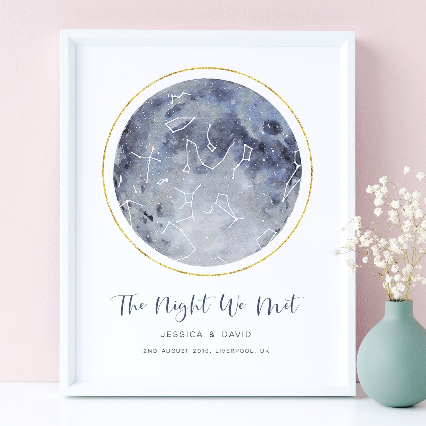 Custom Star Map by Location, Date and Time, The Night We Met