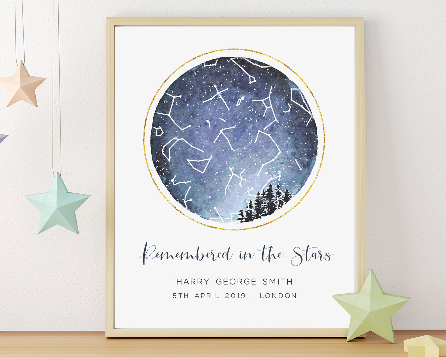 Personalised Star Map Constellation Print, Birth of Baby Boy
