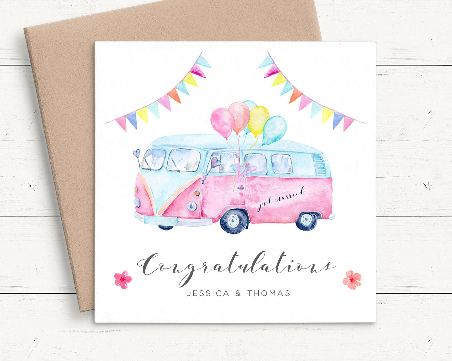 Personalized Wedding Gift Money Envelope, Campervan Design