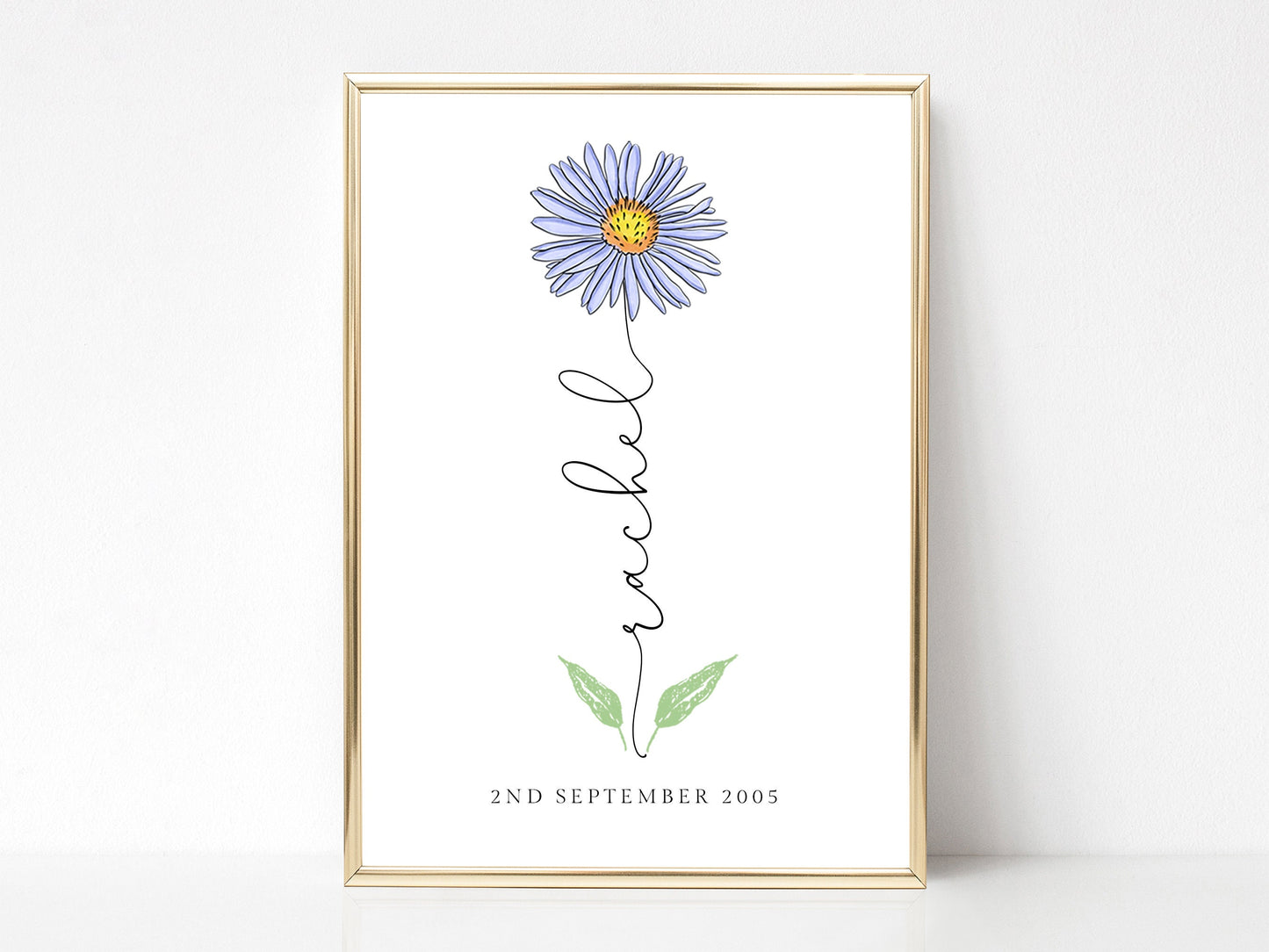 August Birth Month Flower Print, Personalised Birthday Present