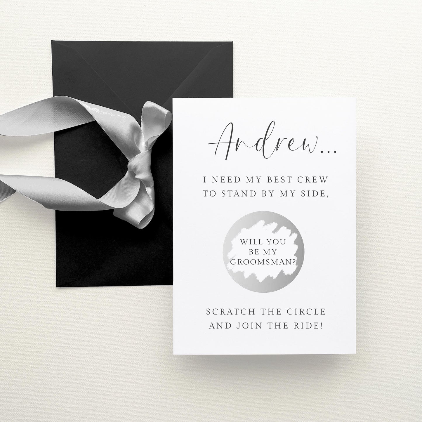 Will You Be My Groomsman Scratch Card Personalised, Silver Circle