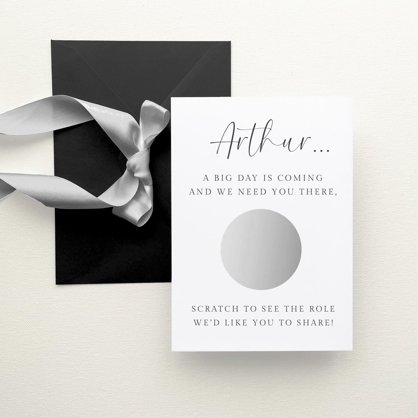 Will You Be My Page Boy Scratch Card Personalised, Silver Circle