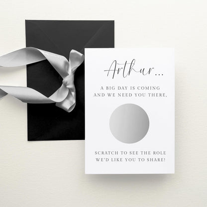 Will You Be My Page Boy Scratch Card Personalised, Silver Circle