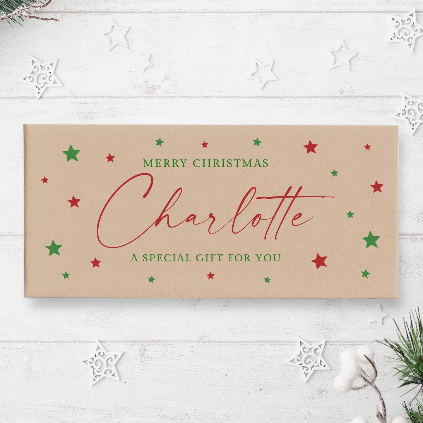 personalised christmas money envelope smooth matte 100gsm kraft brown paper