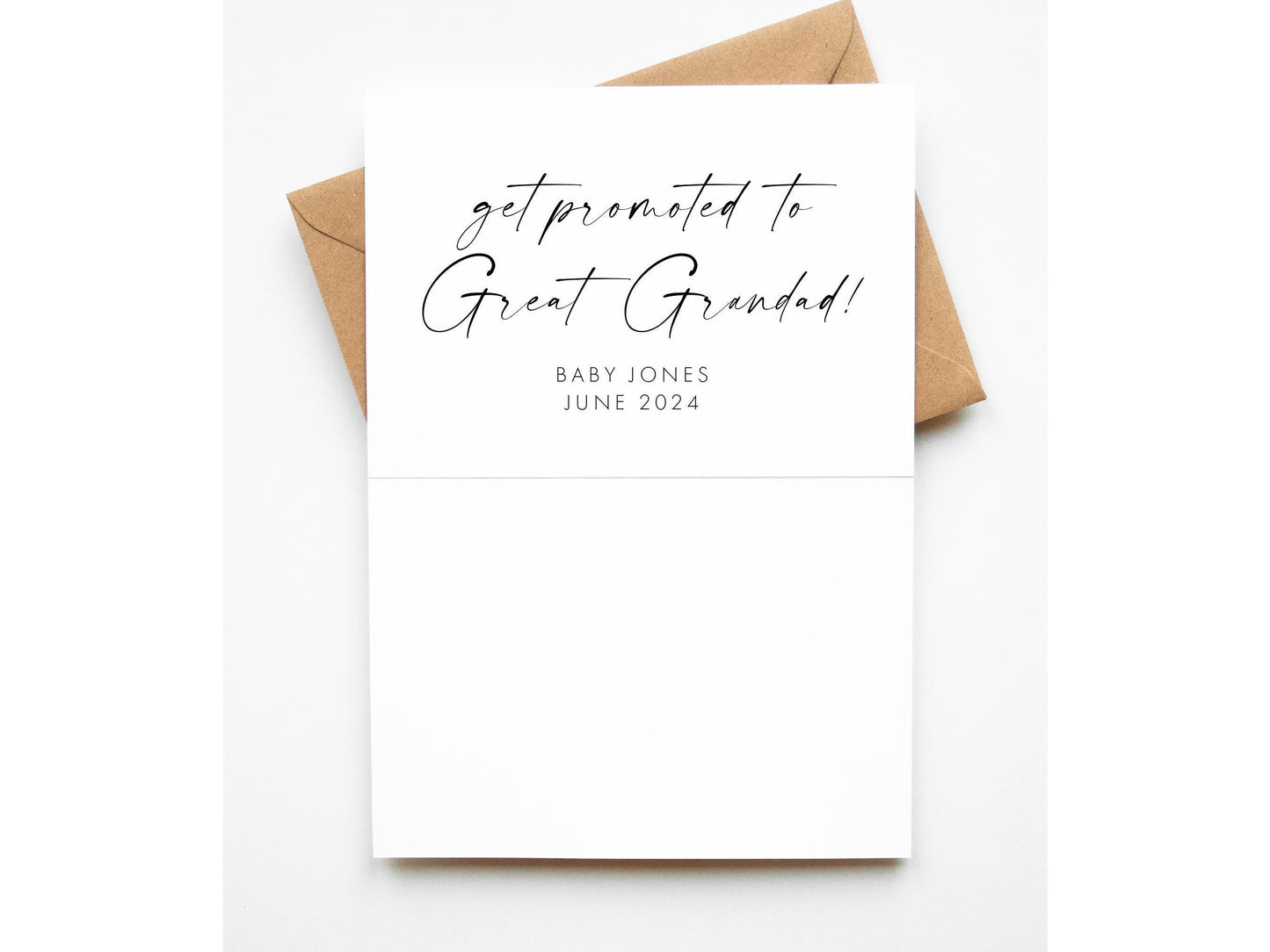 Grandad Promoted to Great Grandad Pregnancy Announcement Card Personalised