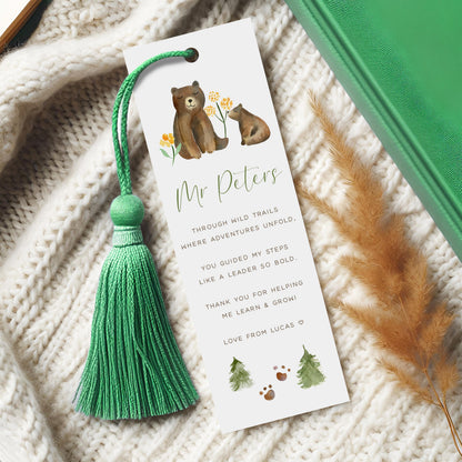 Personalised Teacher Gift Appreciation Bookmark, Cute Bears Design
