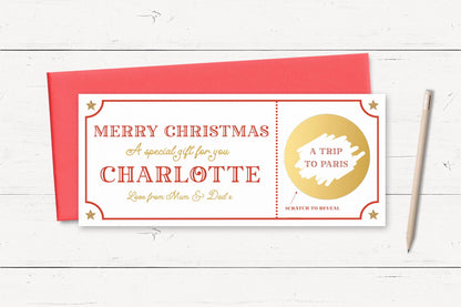 Personalised Scratch Surprise Christmas Voucher, Gold Circle Design