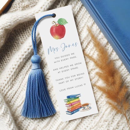 Personalised Bookmarks for Teachers Gift Farewell, Apple Design