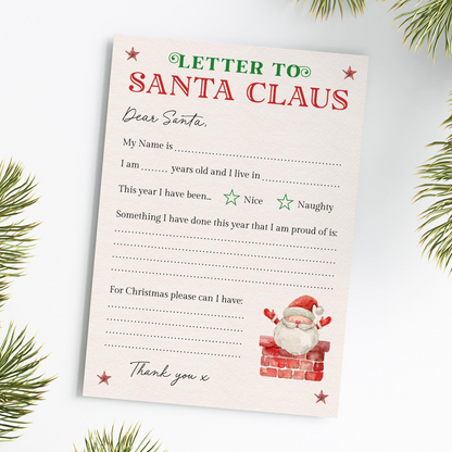 printed kids christmas letter to santa activity form sheet with wishlist smooth matte paper