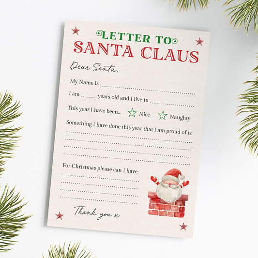 printed kids christmas letter to santa activity form sheet with wishlist smooth matte paper