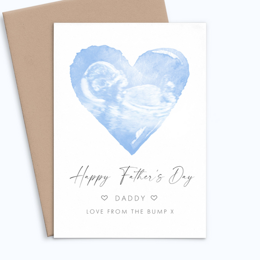 happy fathers day from the bump baby scan card matte white cardstock kraft brown envelope