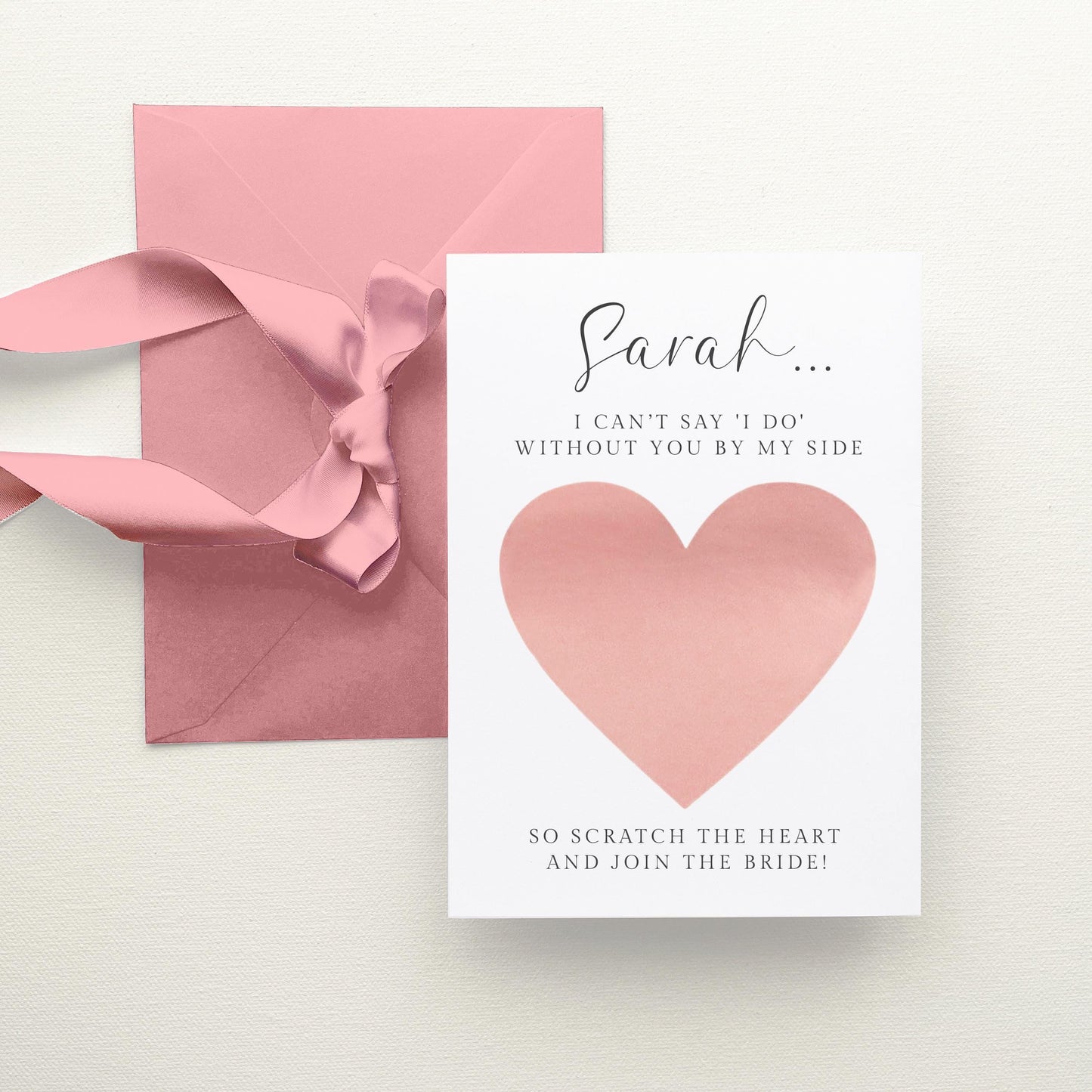 Will You Be My Maid of Honour Scratch Card Personalised, Pink Heart