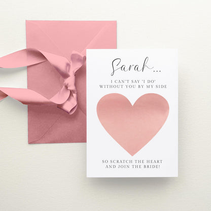 Will You Be My Maid of Honour Scratch Card Personalised, Pink Heart
