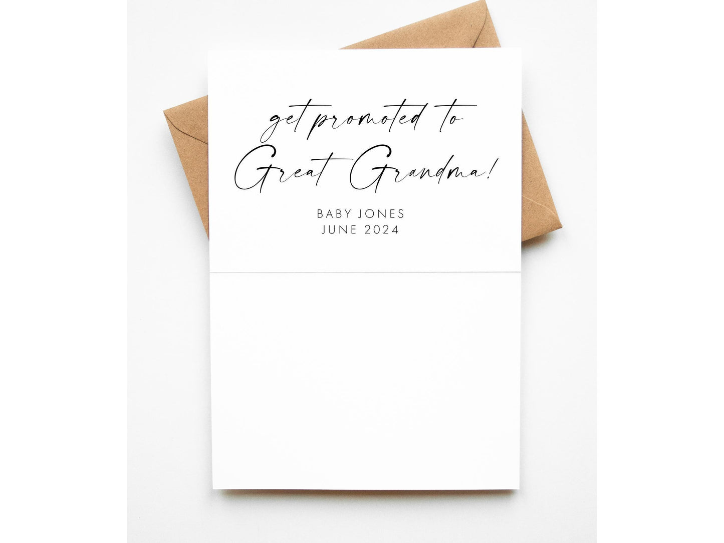 Grandma Promoted to Great Grandma Pregnancy Announcement Card Personalised
