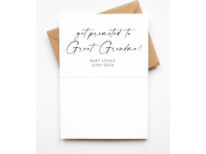 Grandma Promoted to Great Grandma Pregnancy Announcement Card Personalised