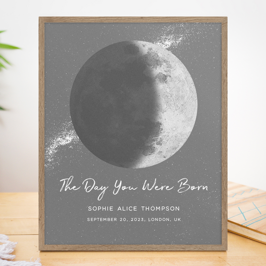 the moon on the day you were born print personalised unframed colour of your choice