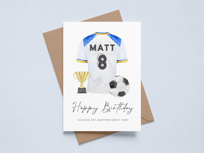 Personalised Arsenal Football Birthday Card 12 Year Old Boy, Red & White Shirt