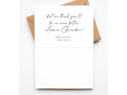 Dog Grandma to Human Grandma Baby Announcement Card Personalised