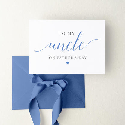 Uncle Fathers Day Card Personalised, With Blue Ribbon Envelope