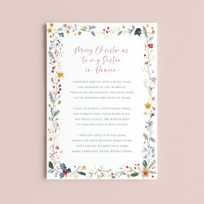 The image is a Christmas card with a floral border and a heartfelt message.