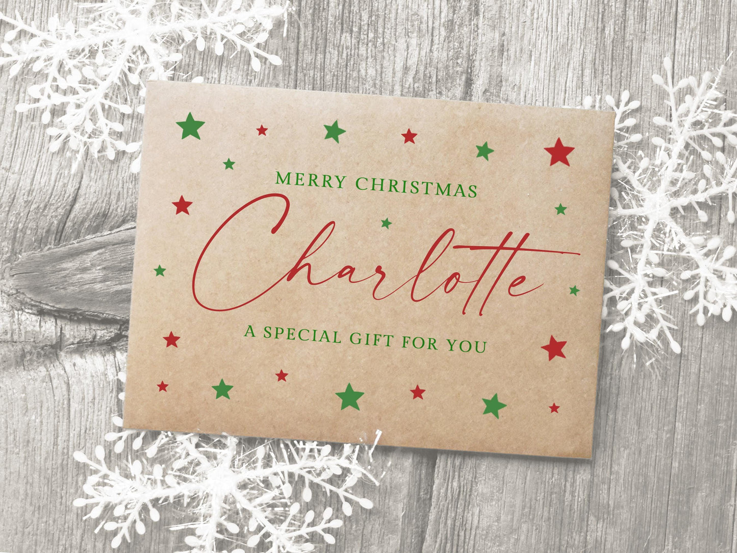 Personalised Christmas Money Envelope Holder, Kraft Brown