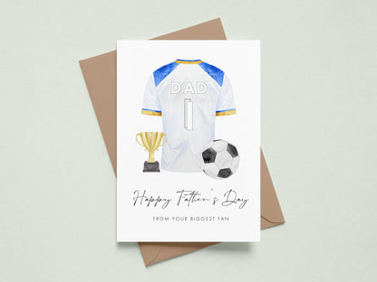 Black and White Football Team Fathers Day Card, Personalised