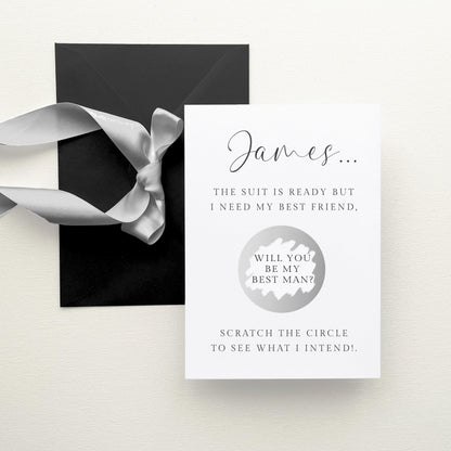 Will You Be My Best Man Scratch Card Personalised, Silver Circle