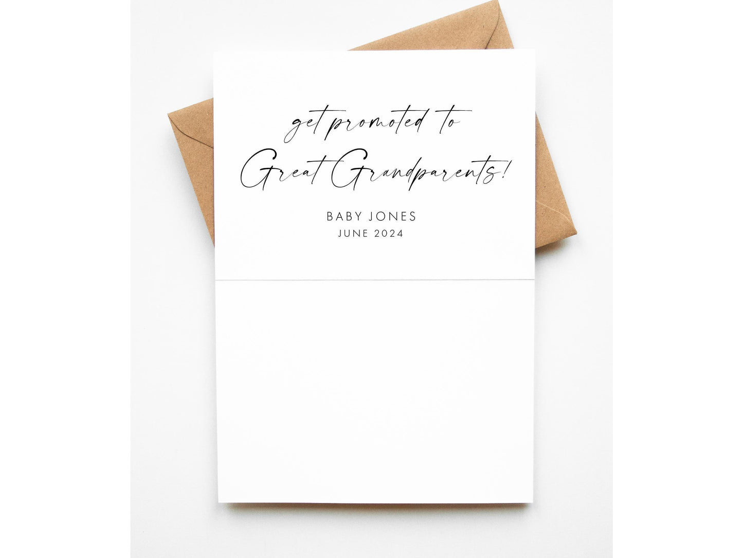 Only the Best Grandparents Get Promoted to Great Grandparents, Baby Announcement Card Personalised