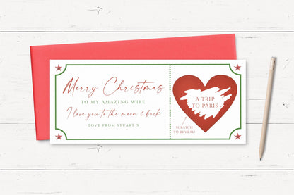 Personalised Christmas Scratch to Reveal Voucher, Red Heart Design