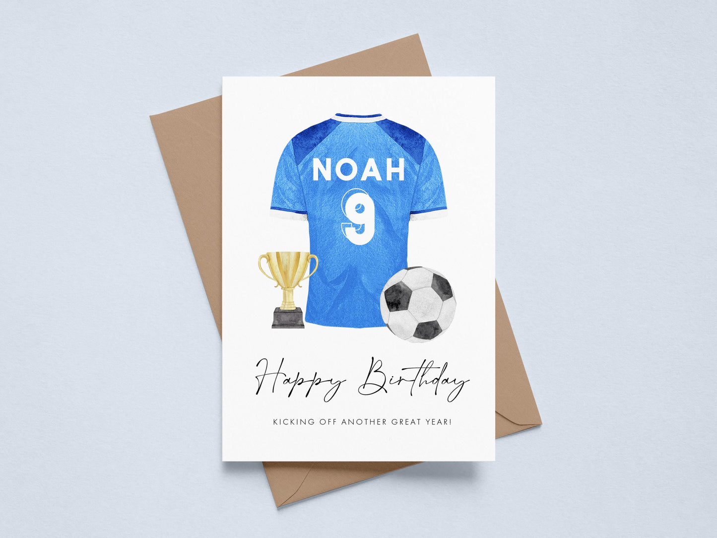 Personalised Liverpool Football Birthday Cards for 10 Year Old Boy, Red Shirt