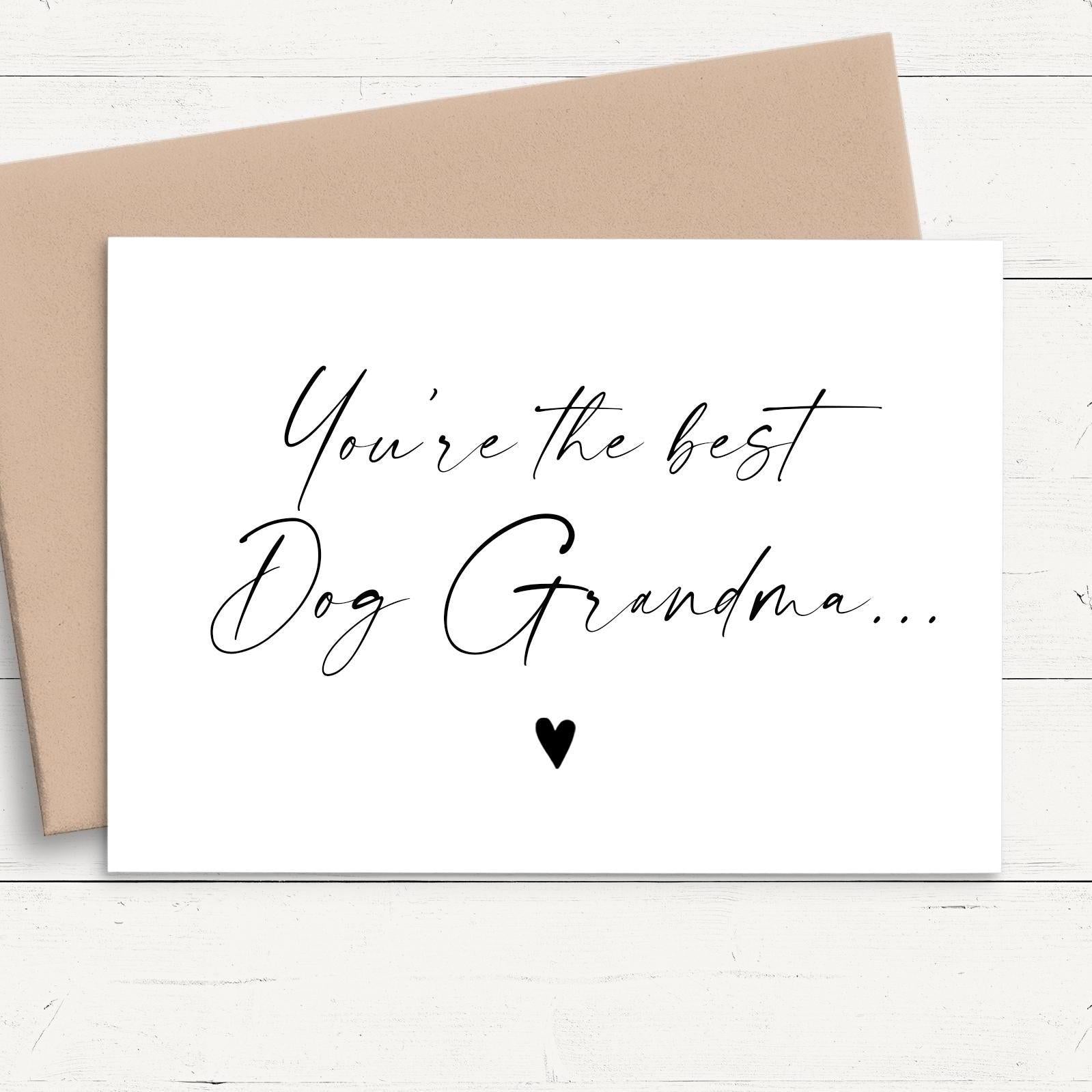 personalised dog grandma pregnancy announcement card smooth matte white cardstock kraft brown envelope