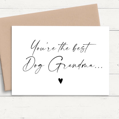 personalised dog grandma pregnancy announcement card smooth matte white cardstock kraft brown envelope