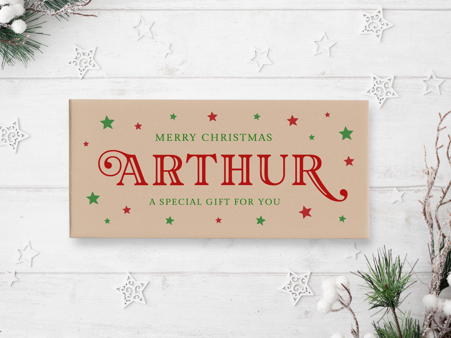 Personalized Christmas Gift Card Holder Envelope, Kraft Brown