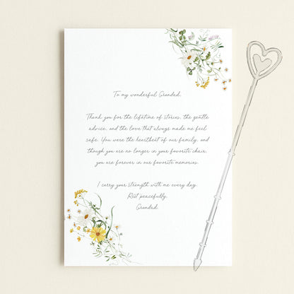 Personalised Grandad Anniversary of Passing Grave Card, Yellow Floral Design
