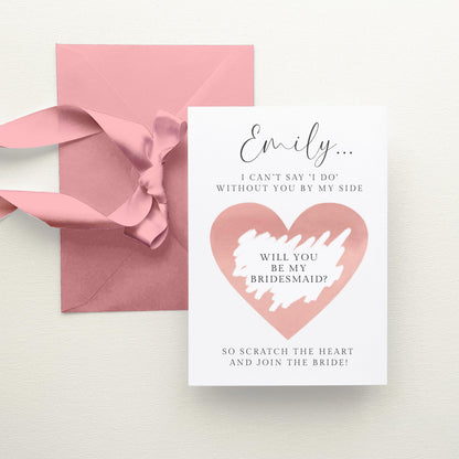 Will You Be My Bridesmaid Scratch Card Personalised, Pink Heart