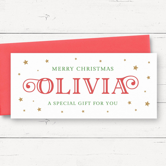 personalised kids christmas money wallet smooth matte white cardstock red paper envelope