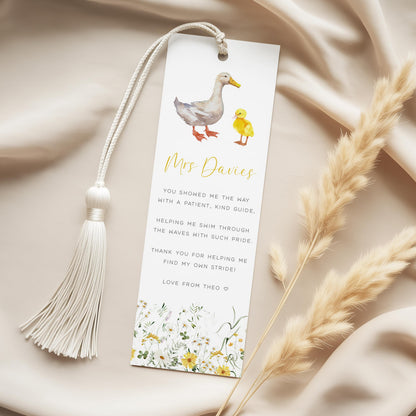 Personalised Teacher Book Mark Gift End of Year, Cute Ducks Design