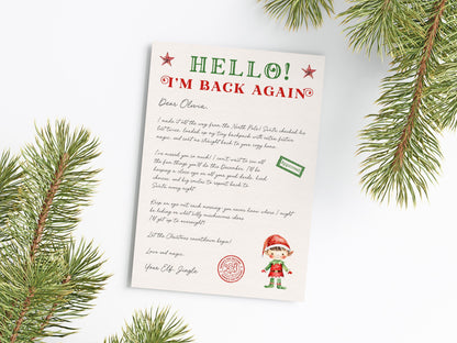 a Christmas-themed letter addressed to "Oliver" and includes a small illustration of a Christmas elf.
