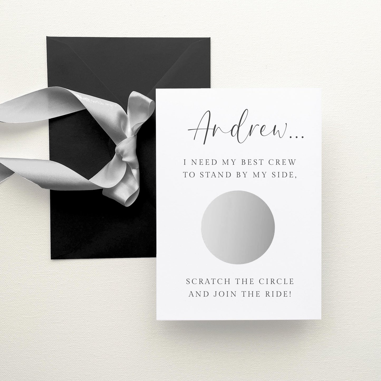Will You Be My Groomsman Scratch Card Personalised, Silver Circle