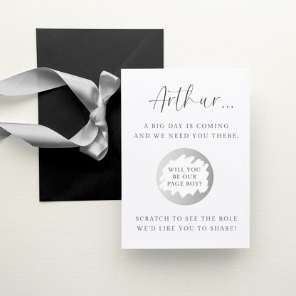 Will You Be My Page Boy Scratch Card Personalised, Silver Circle
