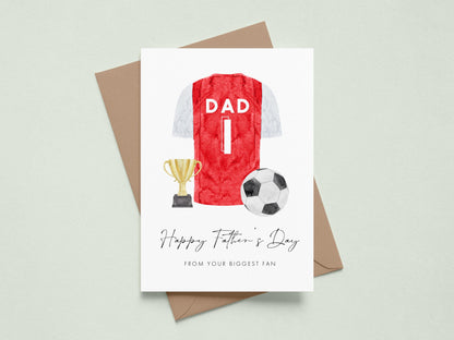 Personalised Football Card for Fathers Day, Light Blue Shirt Design