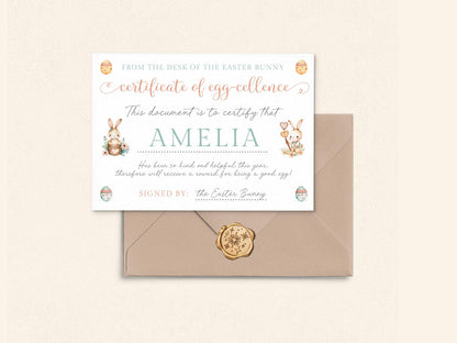 Personalised Letter from the Easter Bunny, With Envelope & Gold Wax Seal