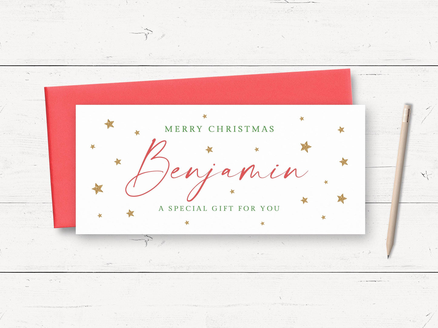 Christmas Money Wallet and Envelope, Personalised with Name