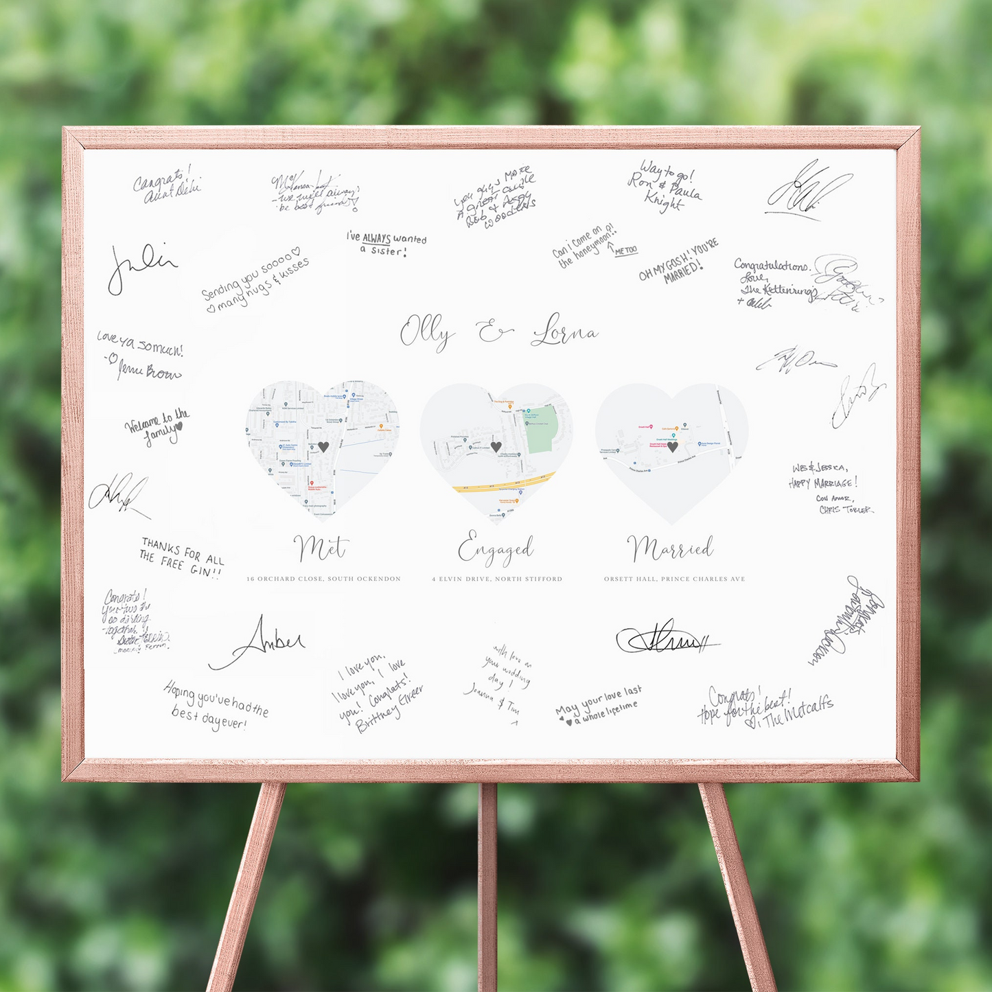 met engaged married city maps wedding guest book print personalised with locations of your choice matte smooth white paperstock