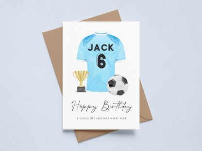 Personalised Arsenal Football Birthday Card 12 Year Old Boy, Red & White Shirt